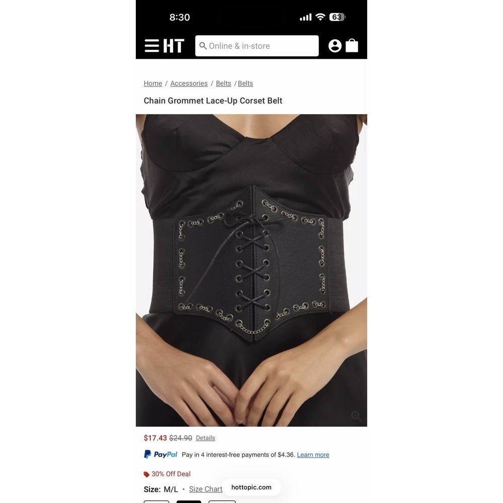 Chain Grommet Lace-Up Corset Belt